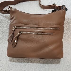 Bueno of California Granada Leather Double Top Zip Shoulder brown